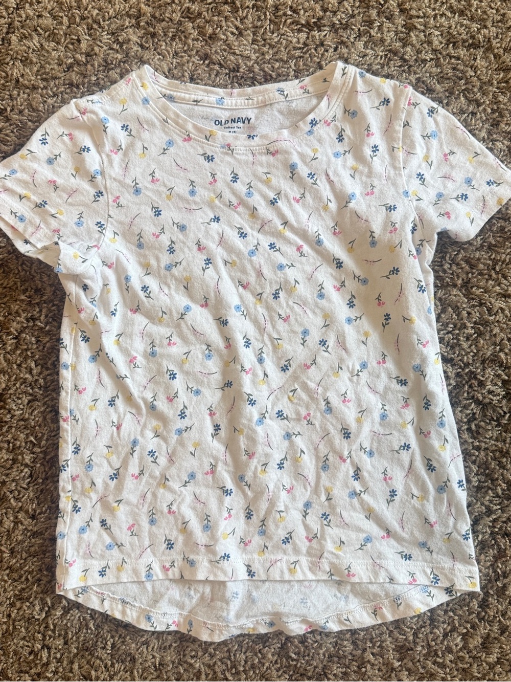 Old Navy White Short-Sleeve Floral Print Tee